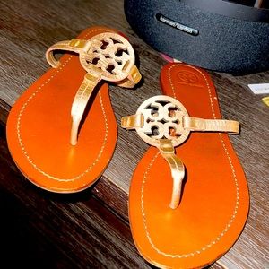 Tory Burch Rose Gold Leather Sandals